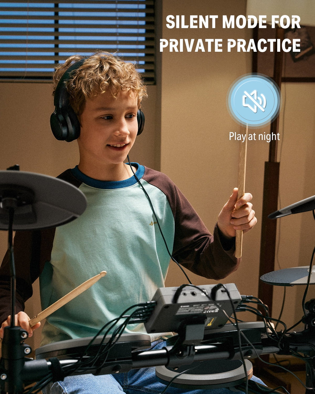 Electric Drum Set for Kids Beginner Christmas Birthday Gift, 150+ Sounds, Quiet Mesh Pad, DED-70 New